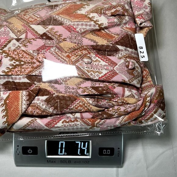 J. Jill woman size 1X Pin-tuck Tunic 100% Rayon‎ Top Earthy Peach Tribal Print - Picture 8 of 8